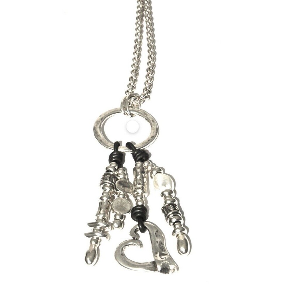 SAMKAS WEAR Heavy Silver Plated Rolo Chain Necklace 32 Inch Chain New Real Pearl